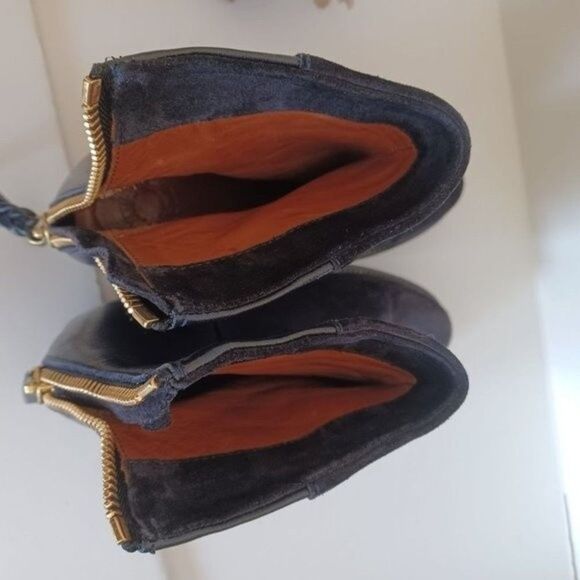 BUTTERO Ankle Boots Minimalist Lagenlook Black Suede Leather Wedge Sz 37.5 - Picture 10 of 11